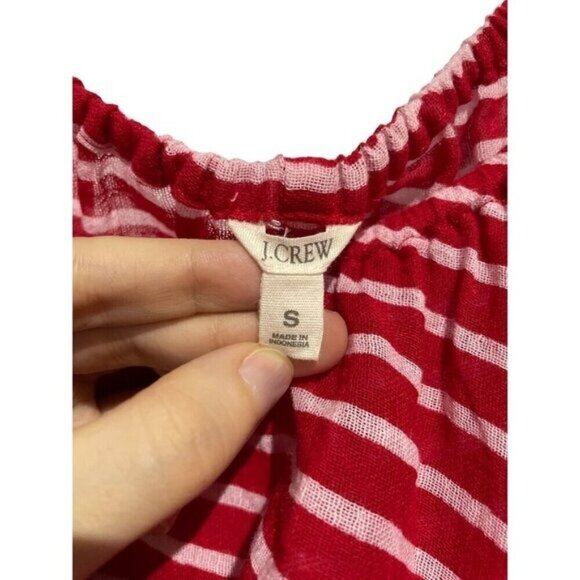J.Crew Women's Red White Striped Long Sleeve Oversized Cotton T-Shirt Size S - Picture 4 of 5